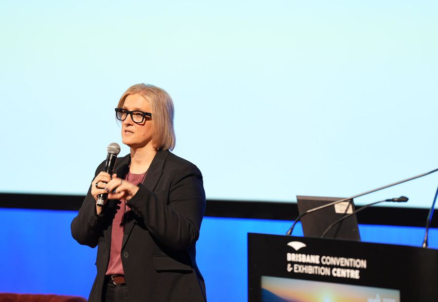 Tracy presenting