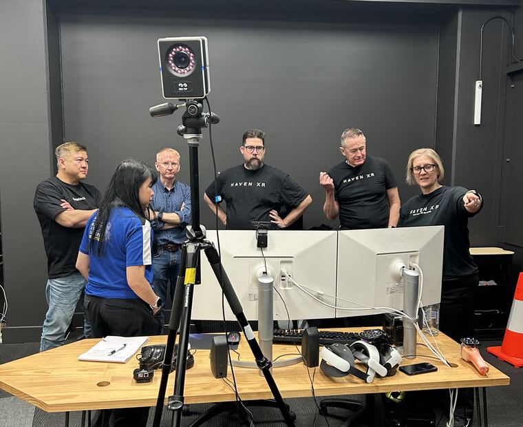 Working on the physical build in the HavenXR studio